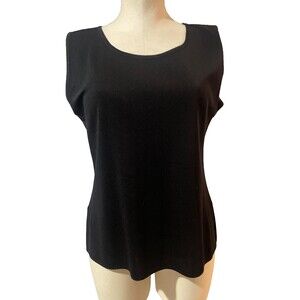 Misook Women’s Classic Stretch Black Knit Tank Top size M Sleeveless Round Neck